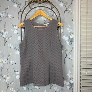 Banana Republic Womens Textured Sleeveless Shell Top Grey Size 12 Zip Back